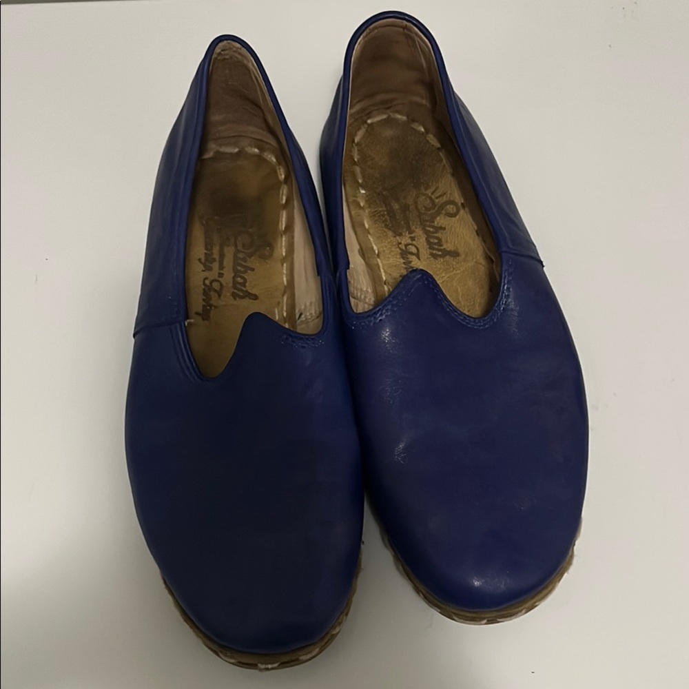 Sabah Blue Leather Flats